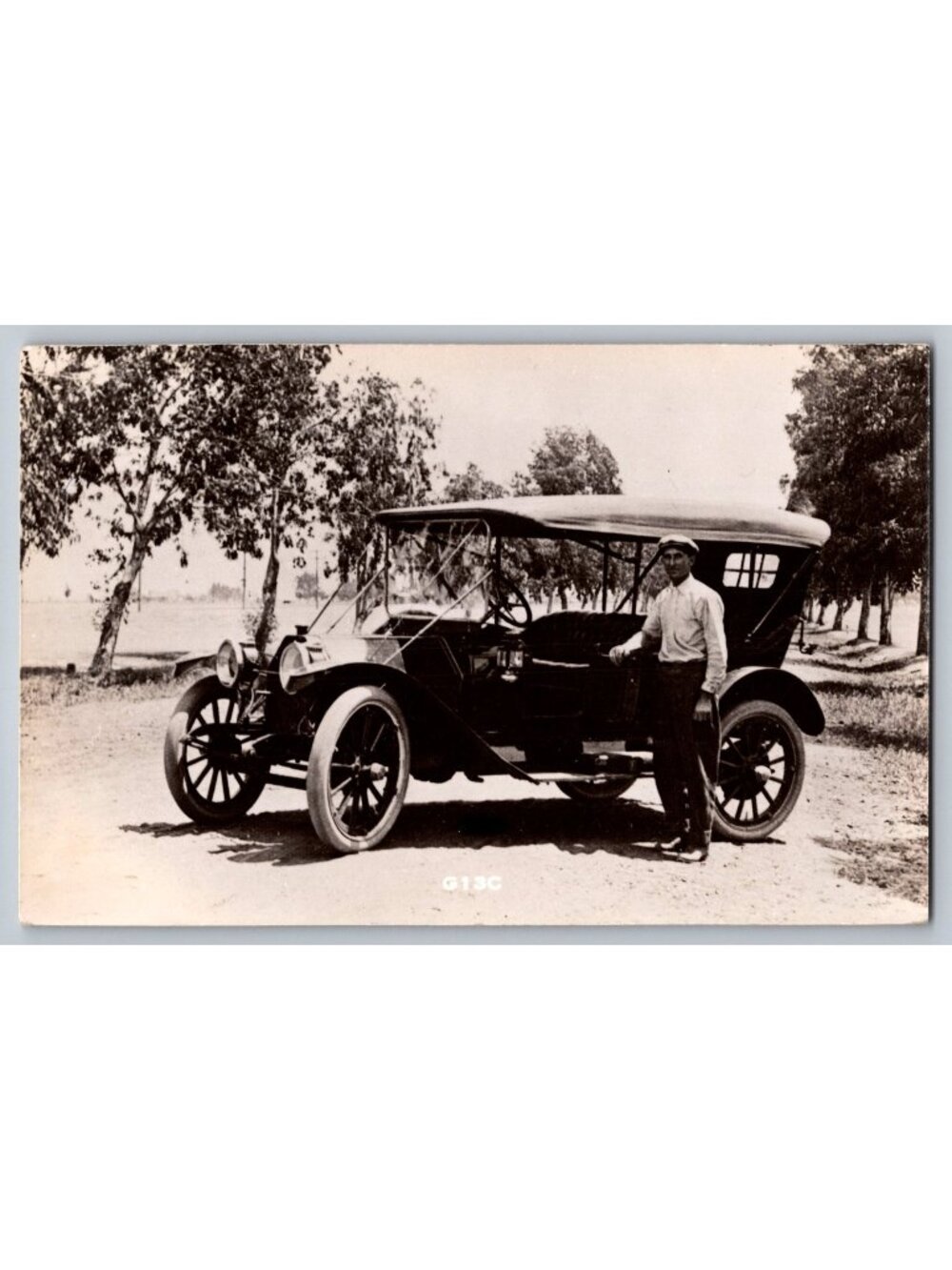 Antique RPPC Vintage Automobile Touring Car Man Driver Eastern Illustrating